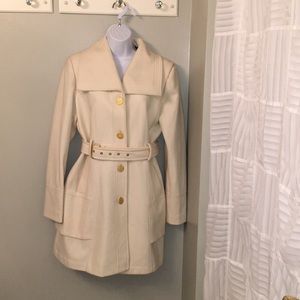 Cream wool coat.